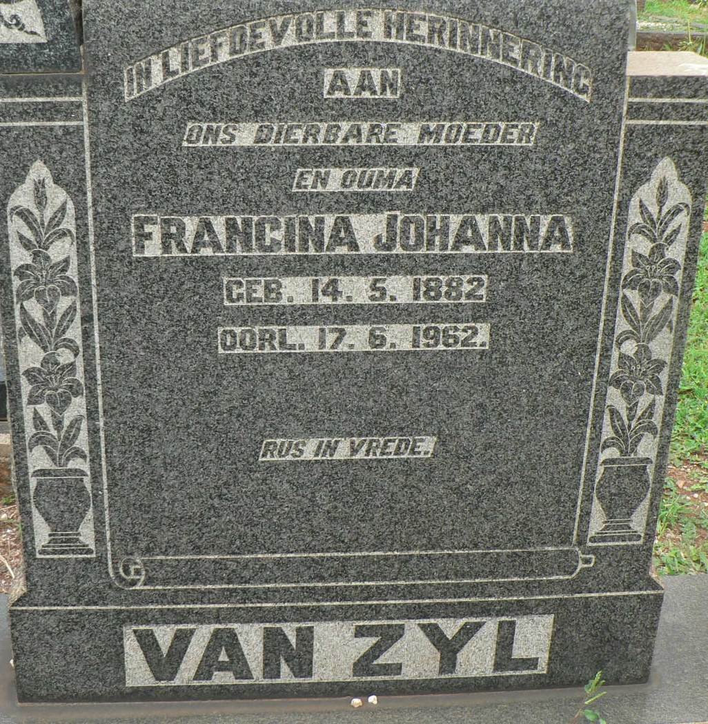 ZYL Francina Johanna, van 1882-1962