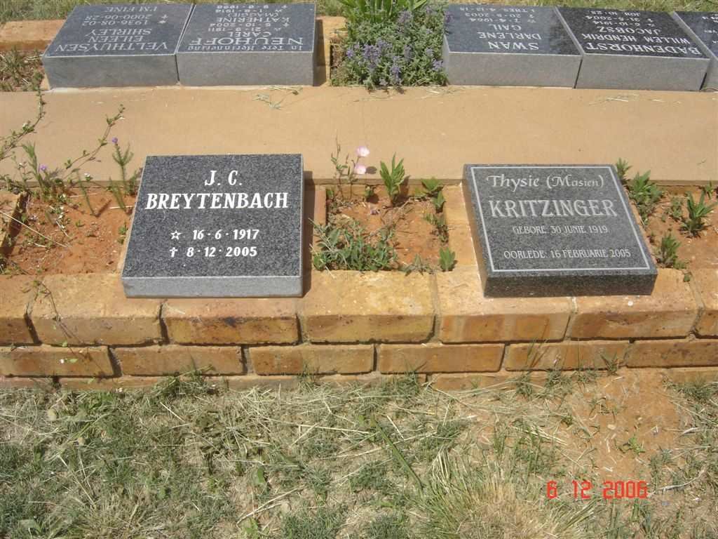 BREYTENBACH J.C. 1917-2005 :: KRITZINGER Thysie 1919-2005