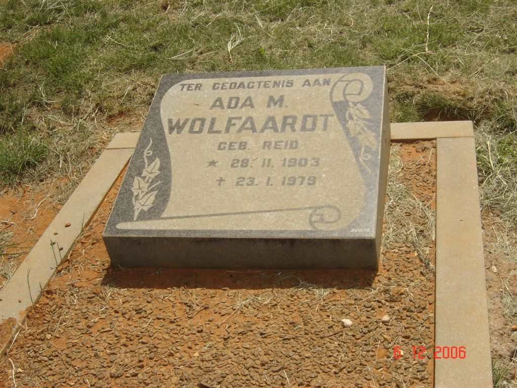 WOLFAARDT Ada M. nee REID 1903-1979