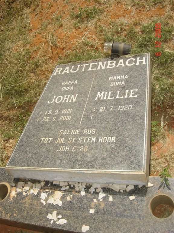 RAUTENBACH John 1921-2001 &amp; Millie 1920-