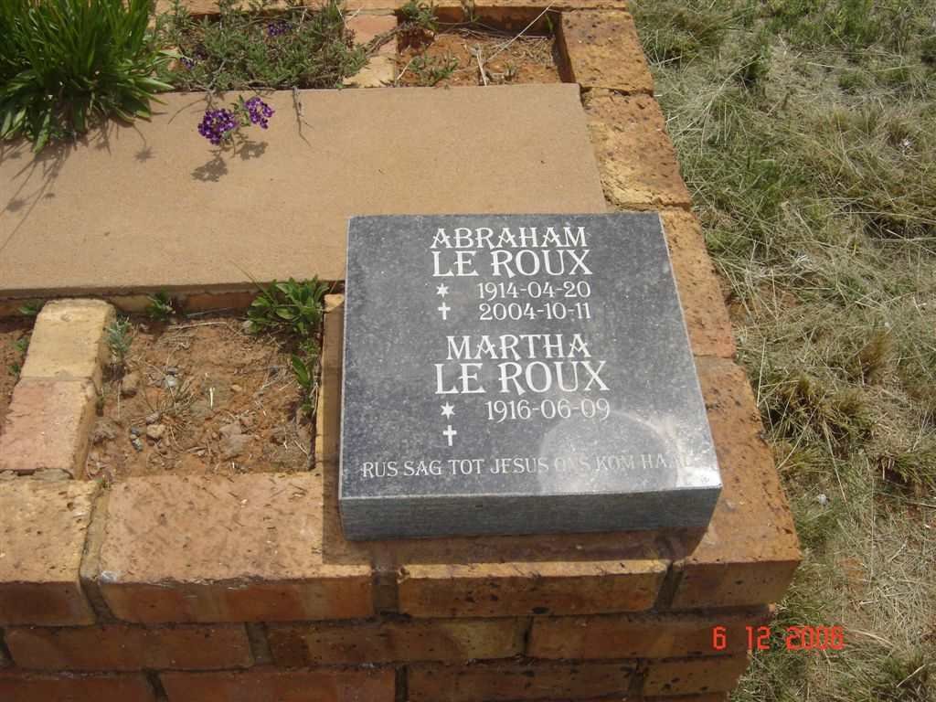 ROUX Abraham 1914-2004 &amp; Martha 1916-