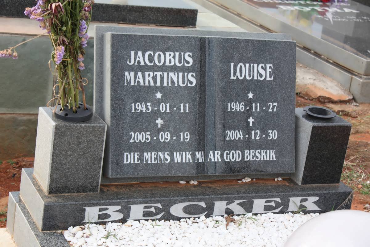 BECKER Jacobus Martinus 1943-2005 &amp; Louise 1946-2004