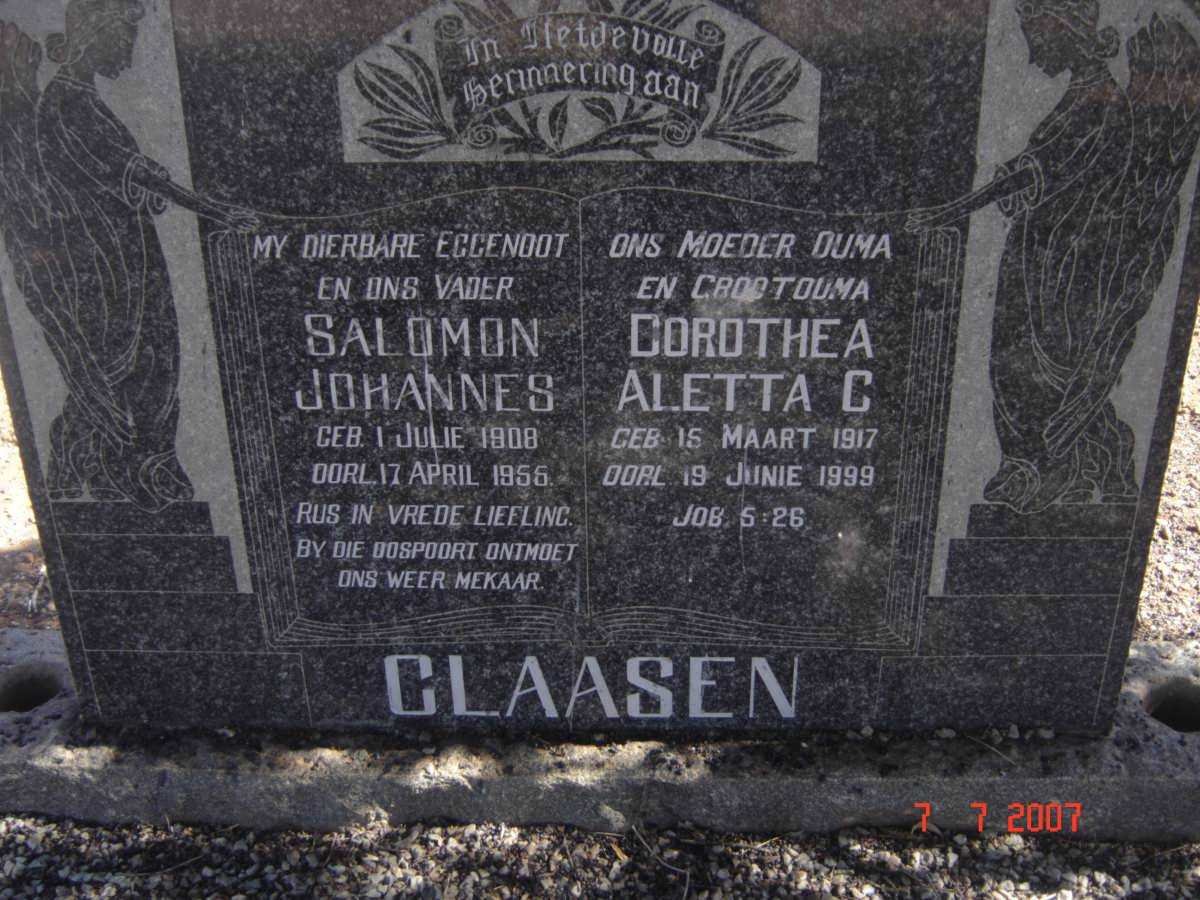 CLAASEN Salomon Johannes 1908-1956 &amp; Dorothea Aletta C. 1917-1999