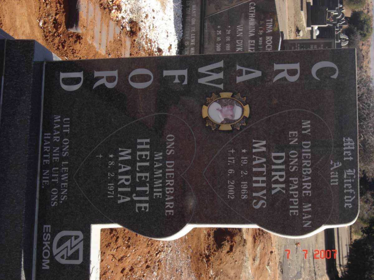 CRAWFORD Dirk Mathys 1968-2002 &amp; Heletje Maria 1971-