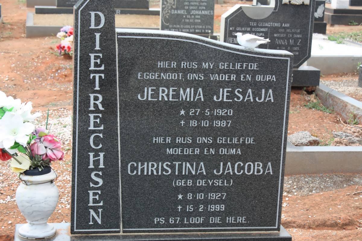 DIETRECHSEN Jeremia Jesaja 1920-1987 &amp; Christina Jacoba DEYSEL 1927-1999