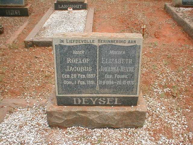 DEYSEL Roelof Jacobus 1887-1951 &amp; Elizabeth Johanna Heyne FOURIE 1894-1976