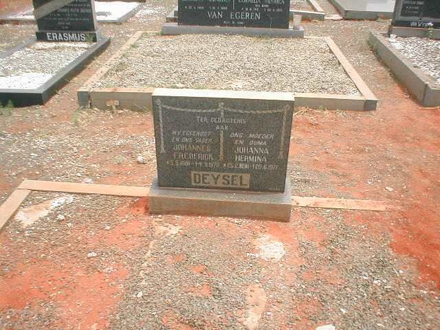 DEYSEL Johannes Frederick 1881-1972 &amp; Johanna Hermina 1890-1977