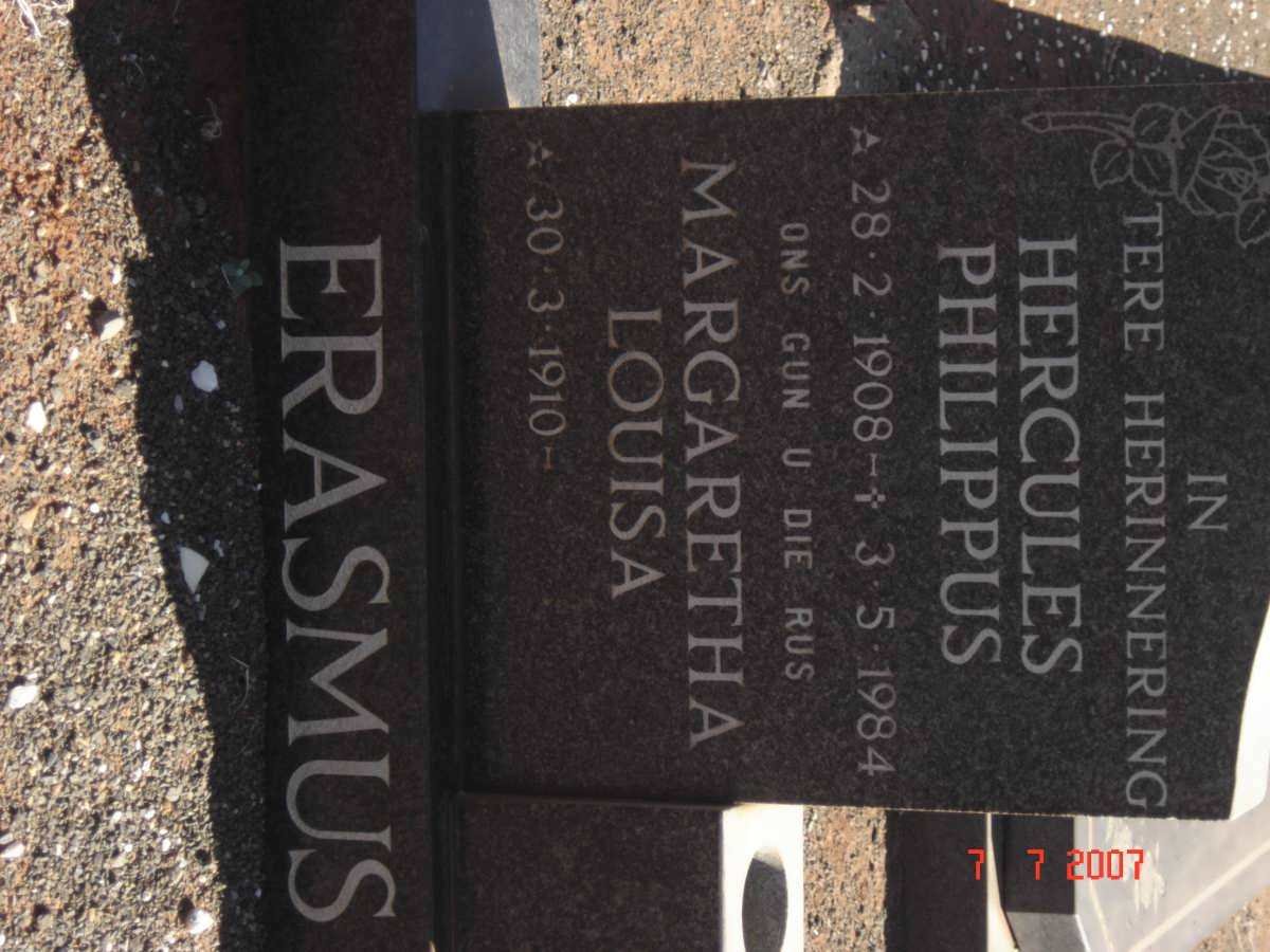 ERASMUS Hercules Philippus 1908-1984 &amp; Margaretha Louisa 1910-
