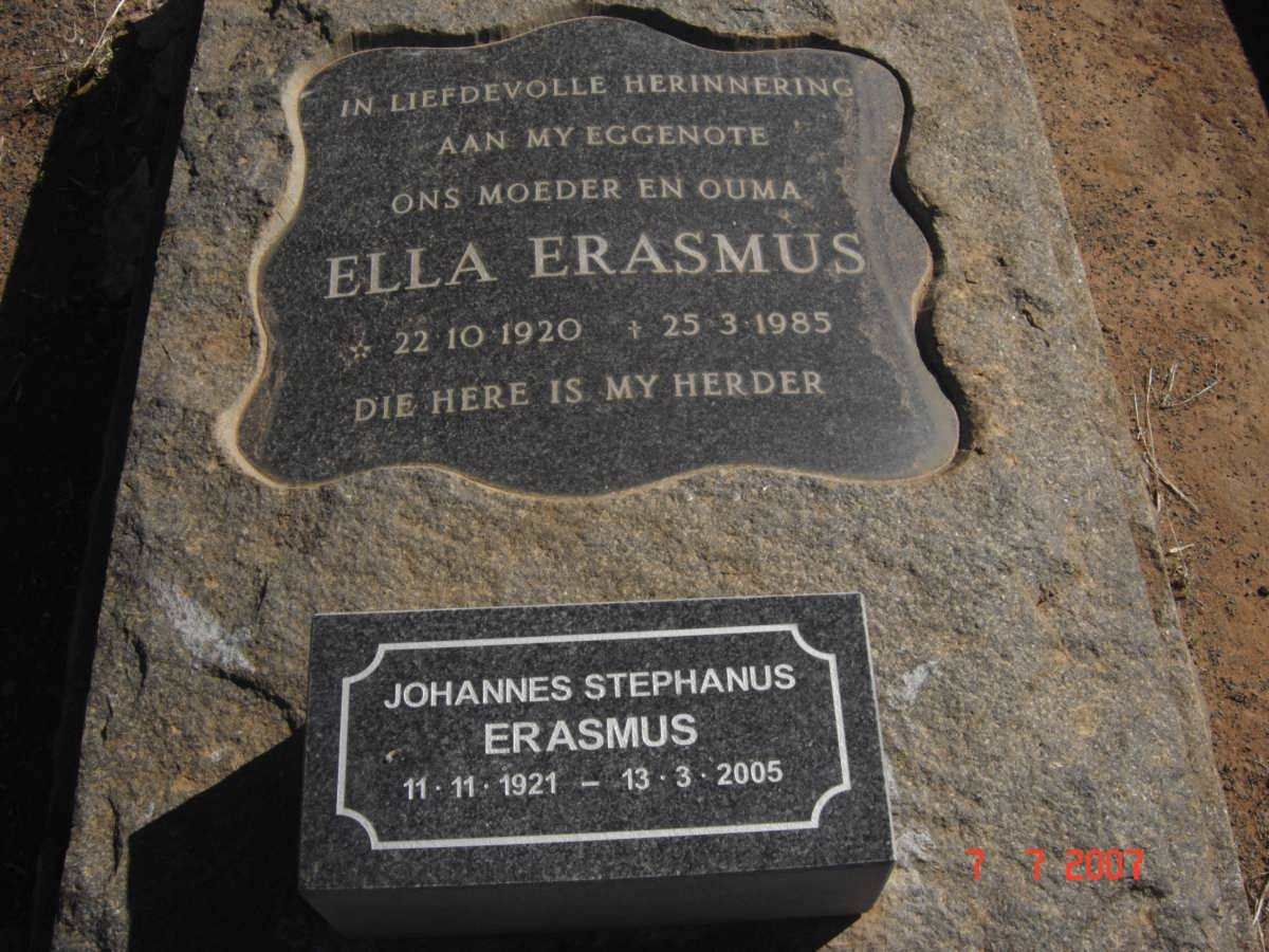 ERASMUS Johannes Stephanus 1921-2005 &amp; Ella 1920-1985