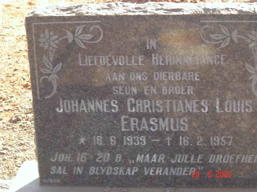 ERASMUS Johannes Christianes Louis 1939-1957
