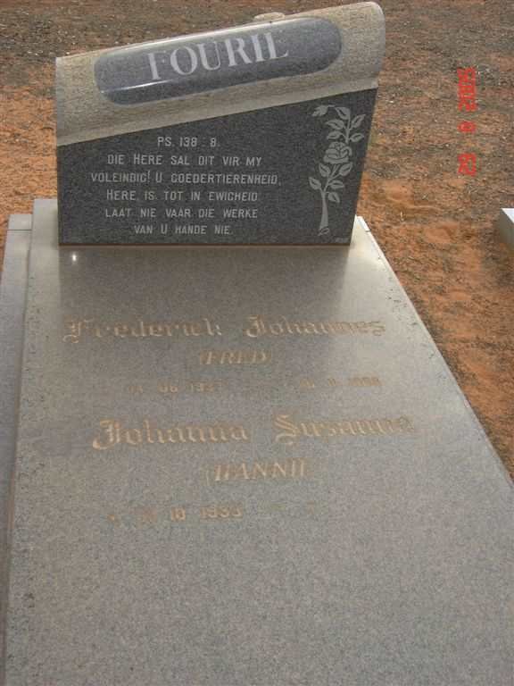 FOURIE Frederick Johannes 1937-1988 &amp; Johanna Susanna 1933-