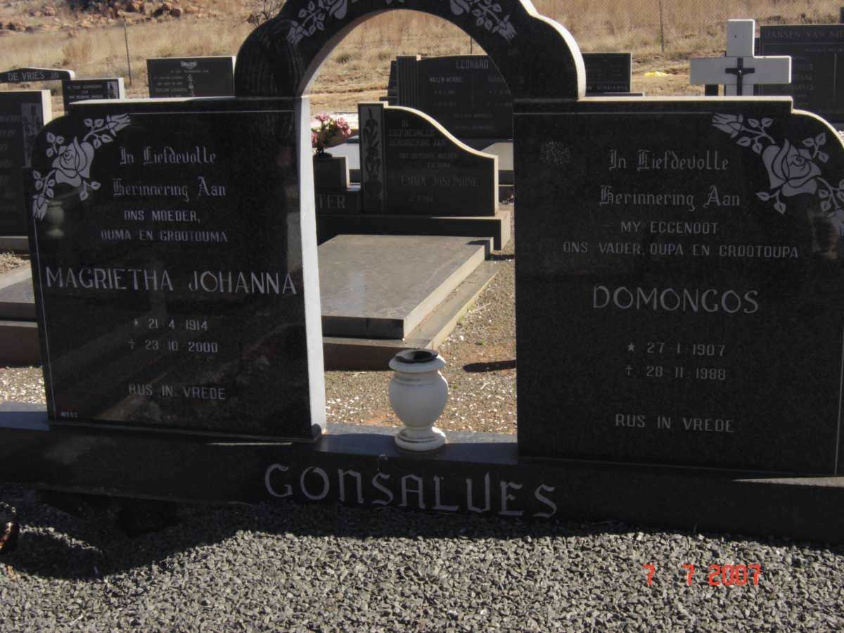 GONSALVES Domongos 1907-1988 &amp; Magrietha Johanna 1914-2000
