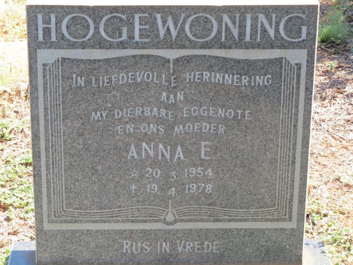HOGEWONING Anna E. 1954-1978