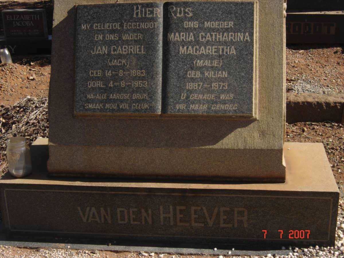 HEEVER Jan Gabriel, van den 1883-1953 &amp; Maria Catharina Magaretha KILIAN 1887-1973