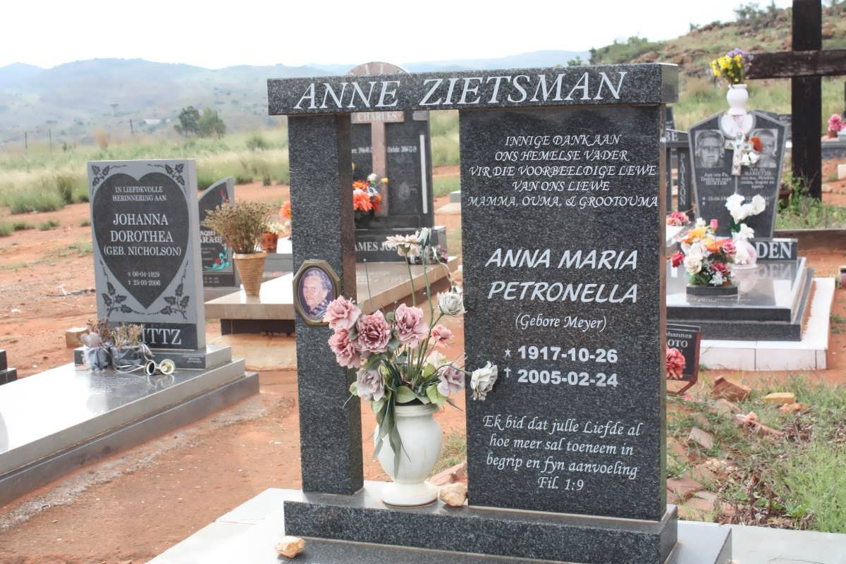 ZIETSMAN Anna Maria Petronella nee MEYER 1917-2005