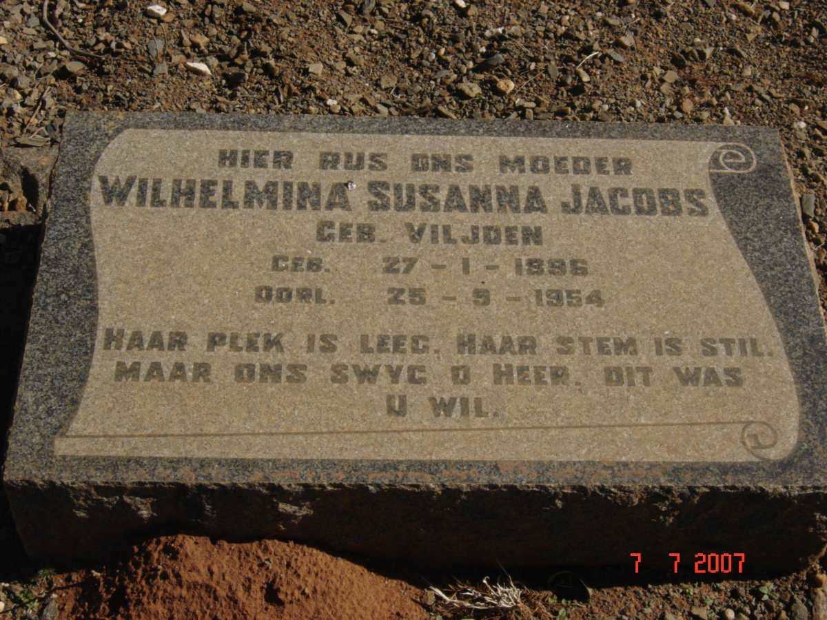 JACOBS Wilhelmina Susanna nee VILJOEN 1896-1954