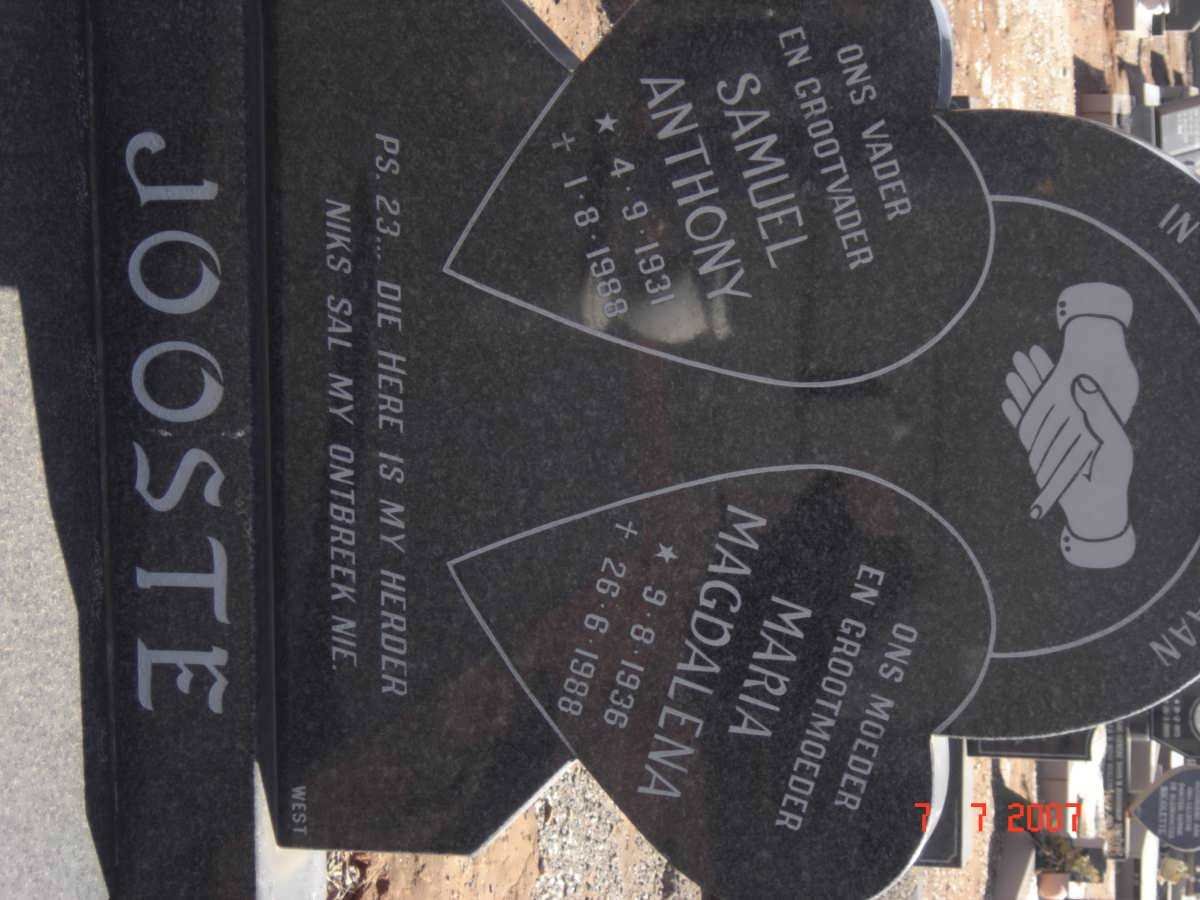 JOOSTE Samuel Anthony 1931-1988 &amp; Maria Magdalena 1936-1988