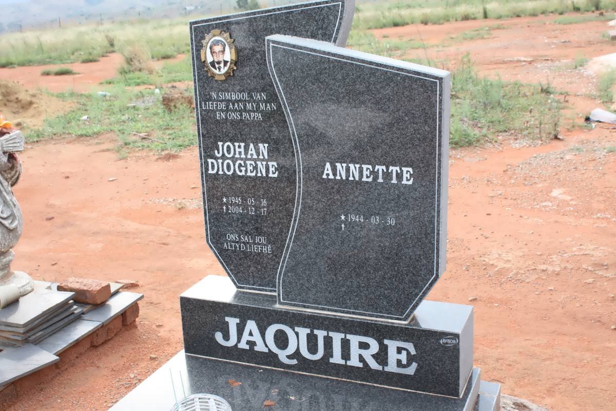 JAQUIRE Johan Diogene 1945-2004 &amp; Annette 1944-