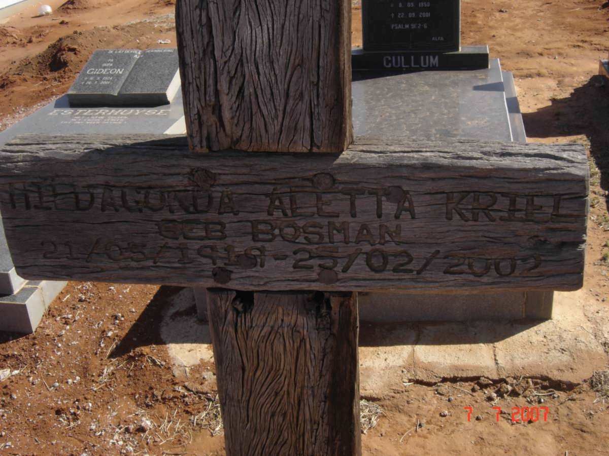 KRIEL Hildagonda Aletta nee BOSMAN 1919-2002