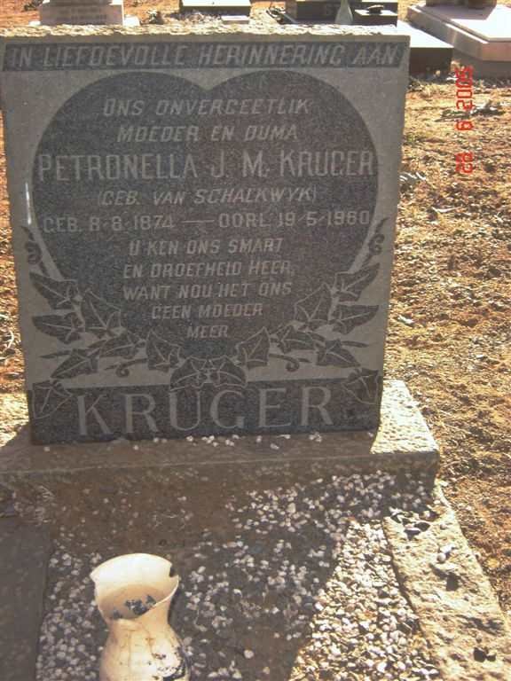 KRUGER Petronella J.M. nee VAN SCHALKWYK 1874-1960