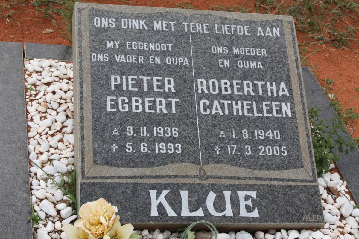 KLUE Pieter Egbert 1936-1993 &amp; Robertha Catheleen 1940-2005
