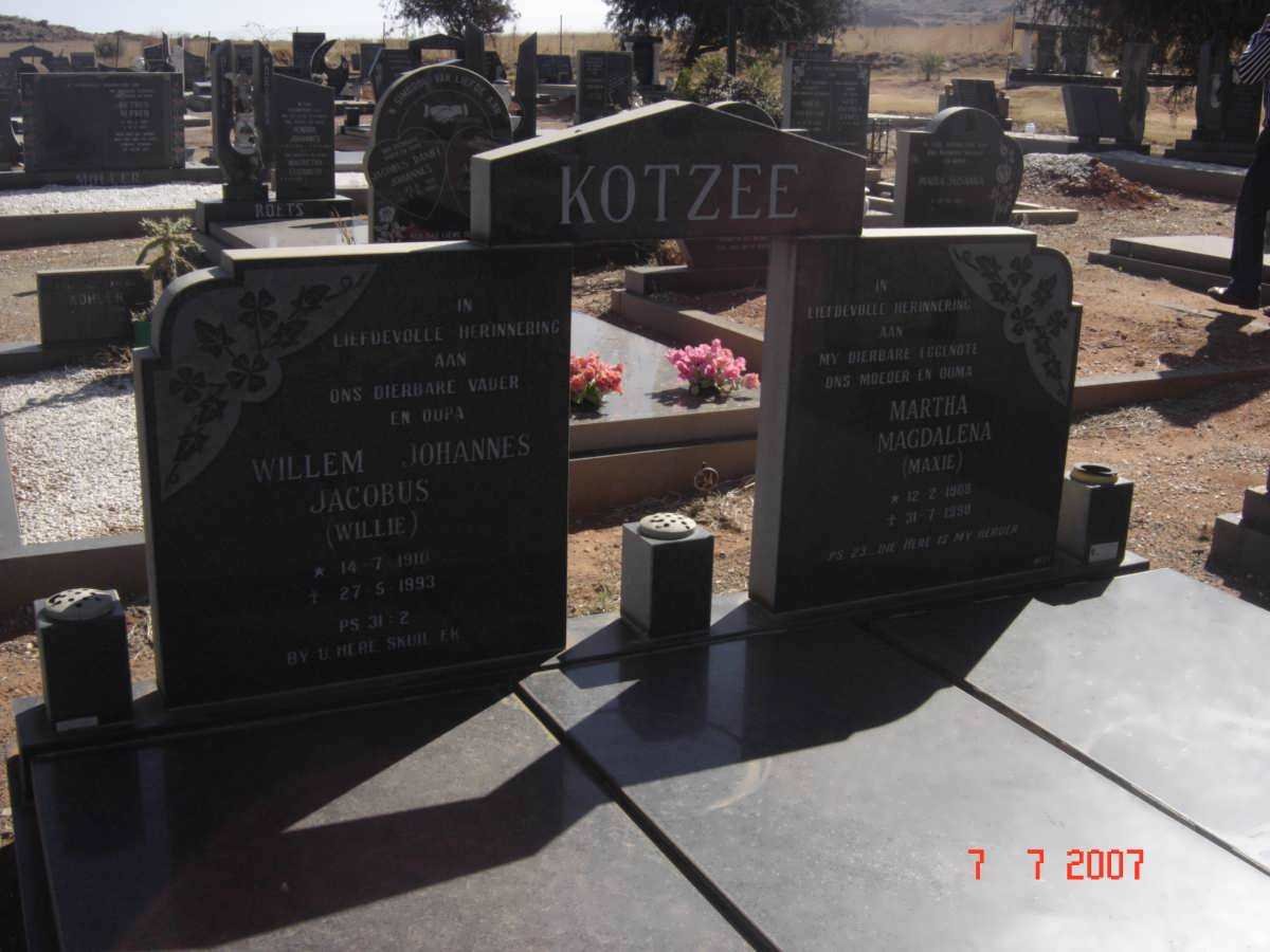 KOTZEE Willem Jacobus 1910-1993 &amp; Martha Magdalena 19??-19??