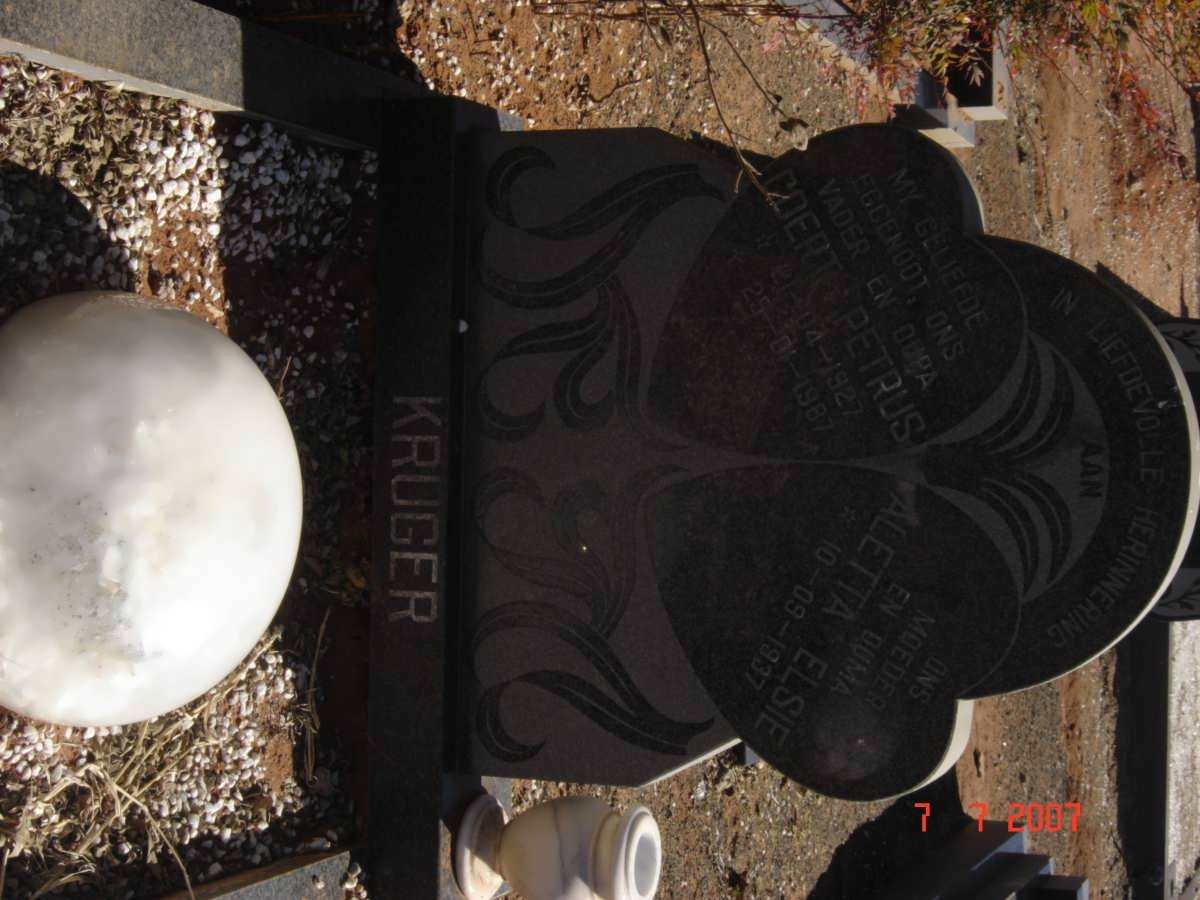 KRUGER Coert Petrus 1927-1987 &amp; Aletta Elsie 1937-