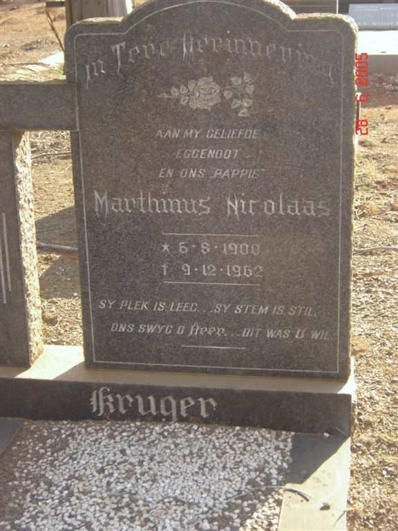 KRUGER Marthinus Nicolaas 1900-1962