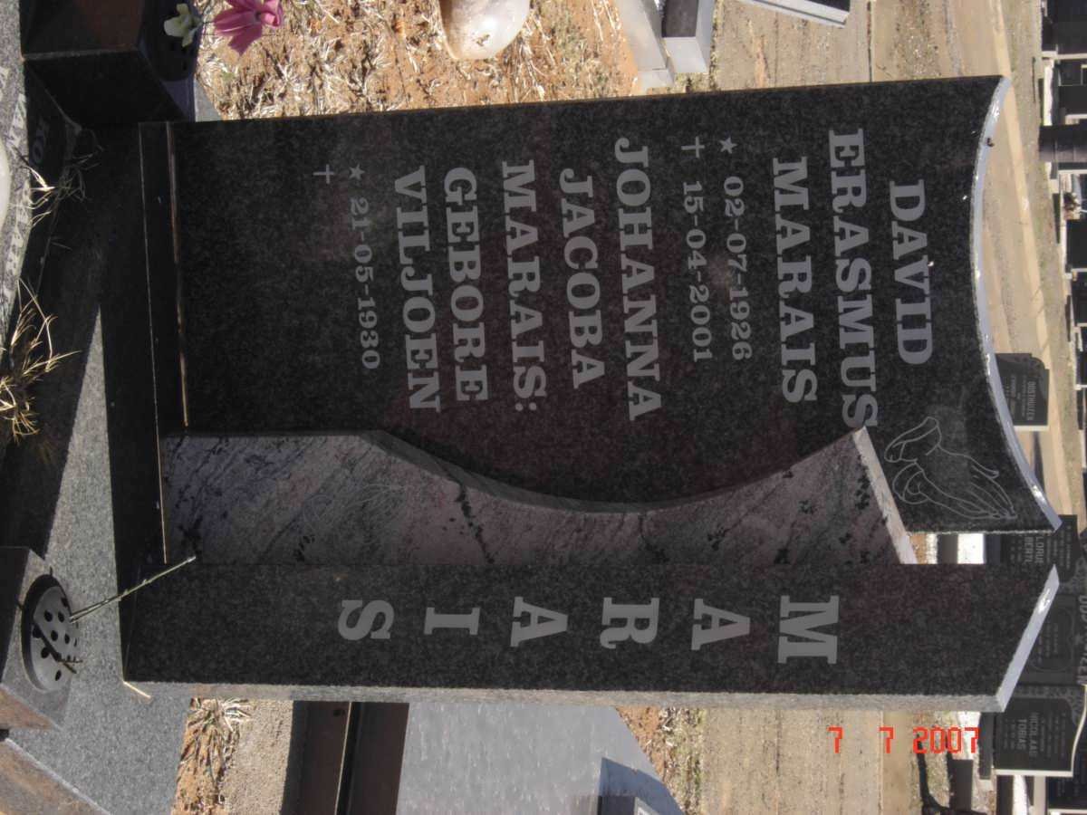 MARAIS David Erasmus 1926-2001 &amp; Johanna Jacoba VILJOEN 1930-2007