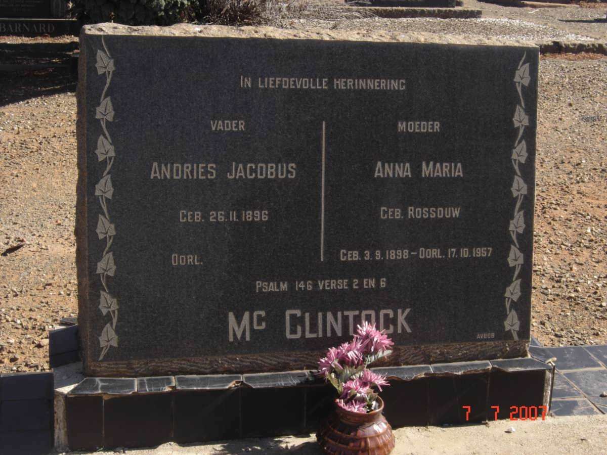 McCLINTOCK Andries Jacobus 1896- &amp; Anna Maria ROSSOUW 1898-1957
