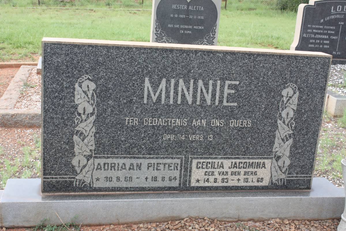 MINNIE Adriaan Pieter 1888-1964 &amp; Cecilia Jacomina VAN DEN BERG 1893-1968