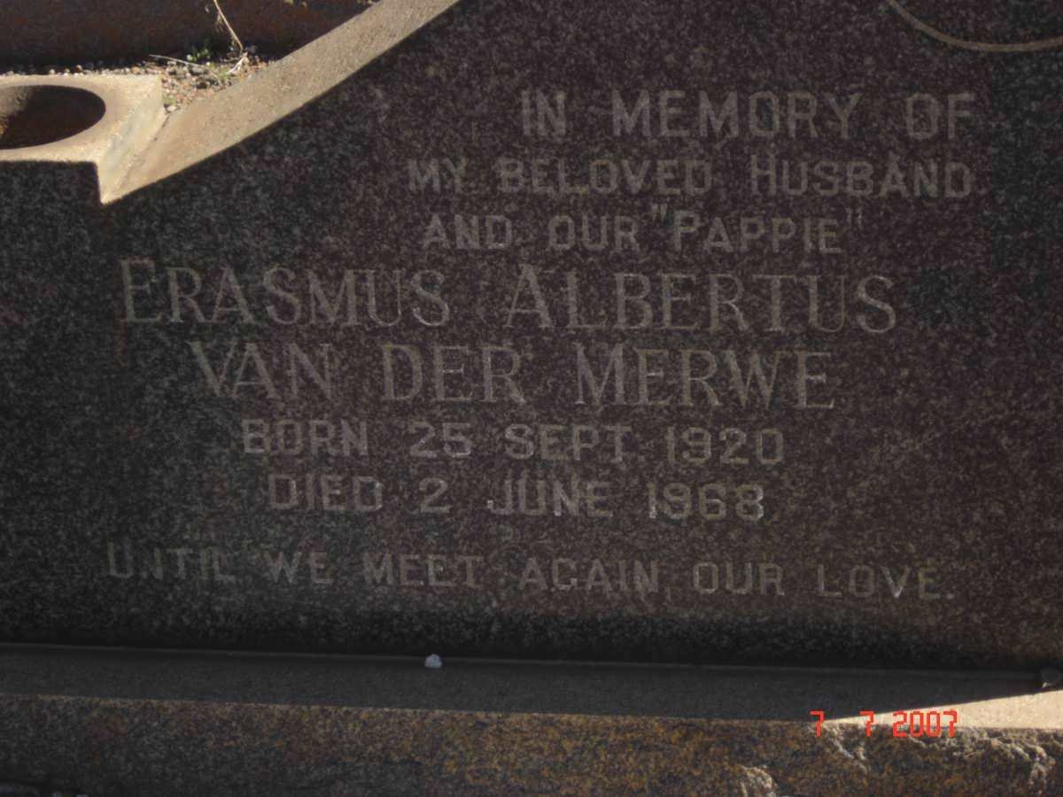 MERWE Erasmus Albertus, van der 1920-1963