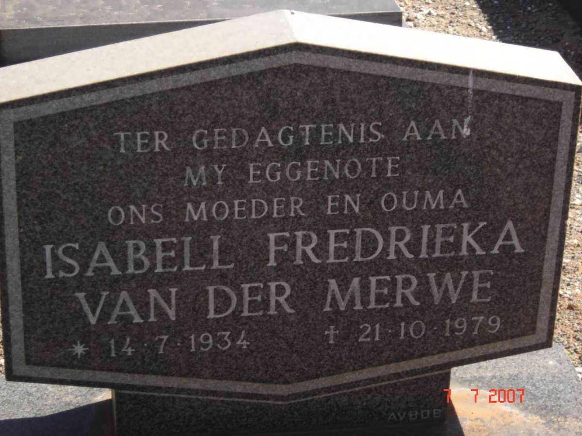 MERWE Isabell Fredrieka, van der 1934-1979