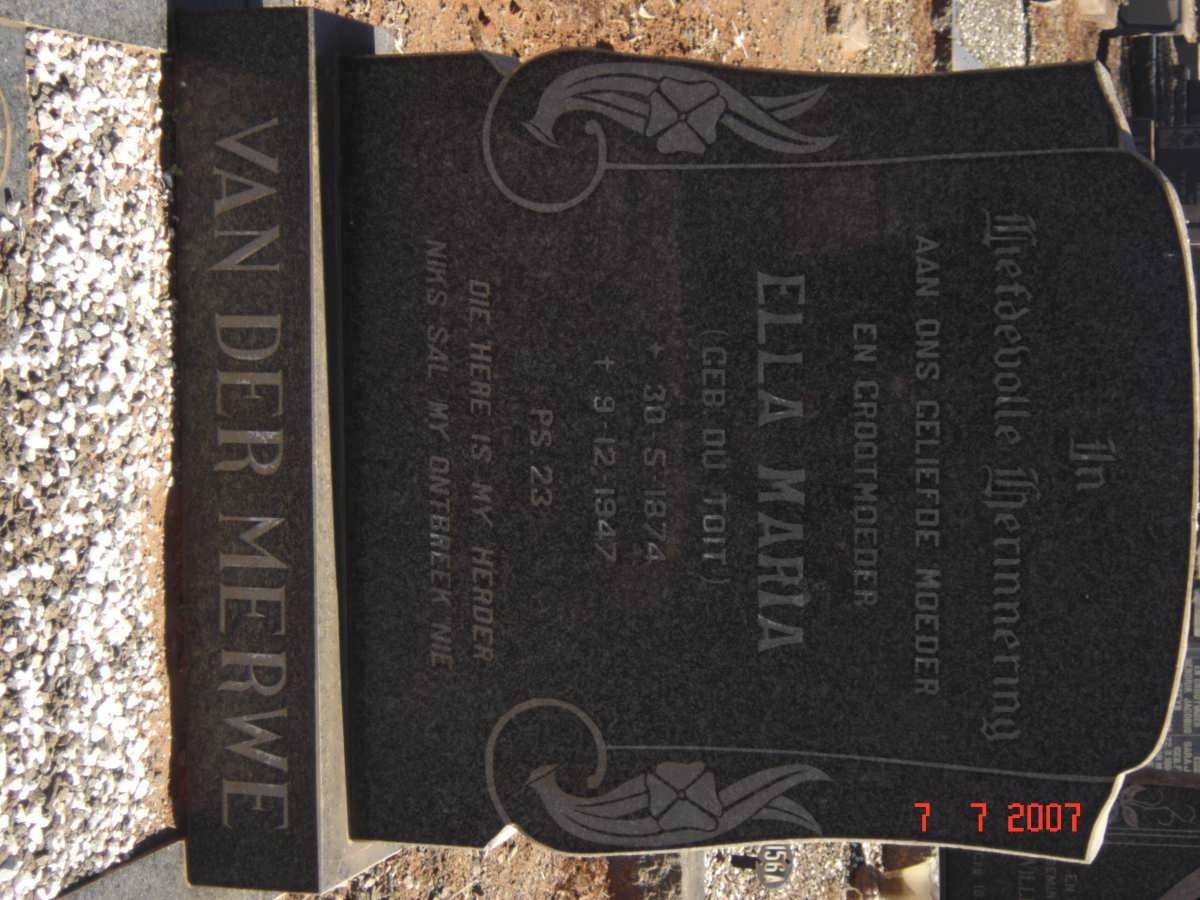 MERWE Ella Maria, van der 1874-1947