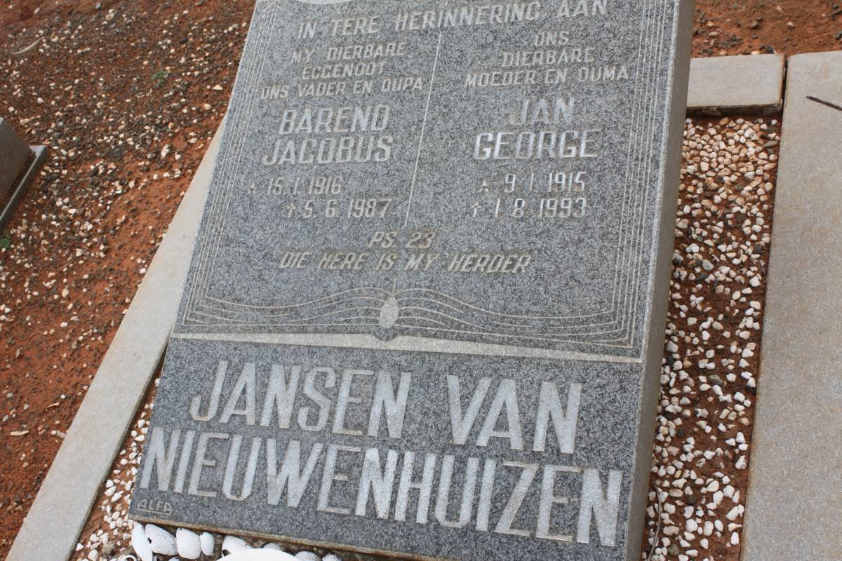 NIEUWENHUIZEN Barend Jacobus, Jansen van 1916-1987 &amp; Jan George 1915-1993