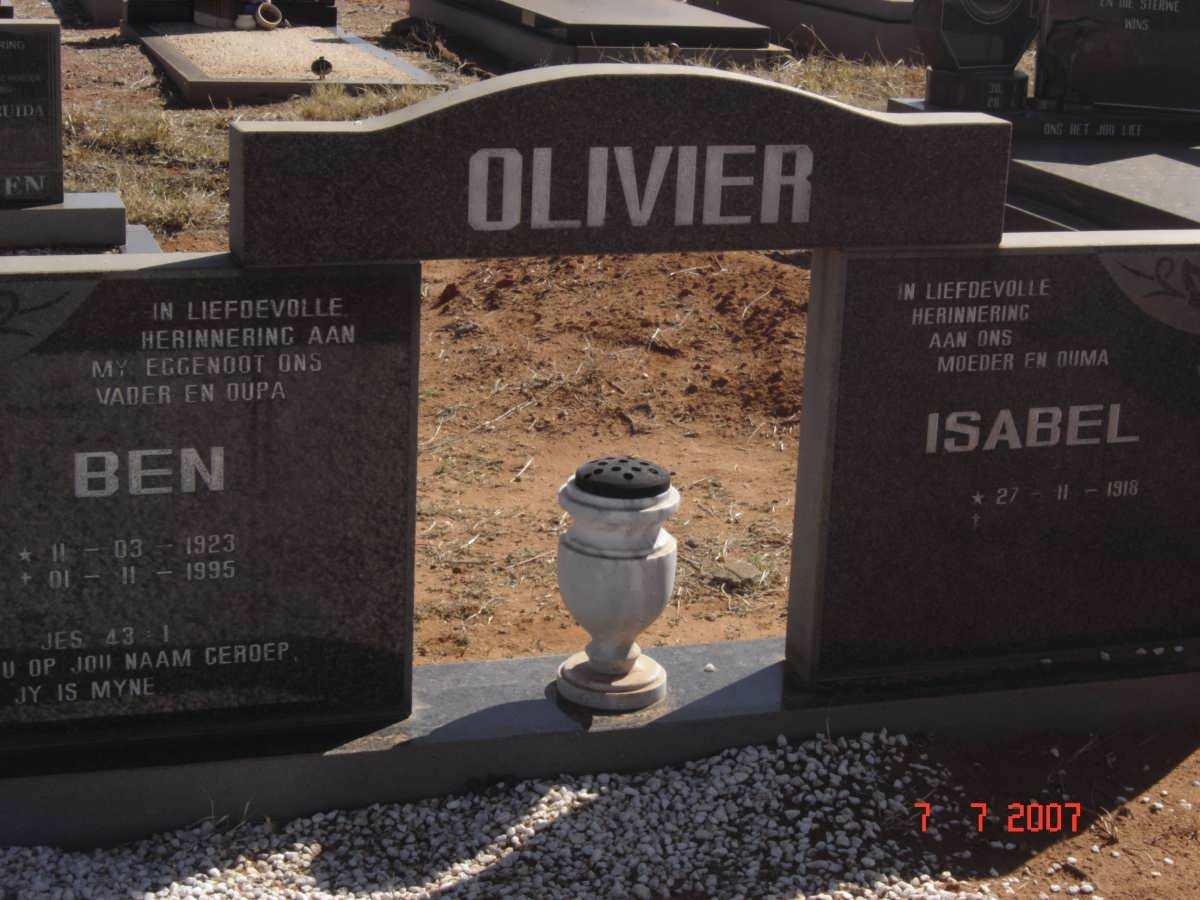 OLIVIER Ben 1923-1995 &amp; Isabel 1918-