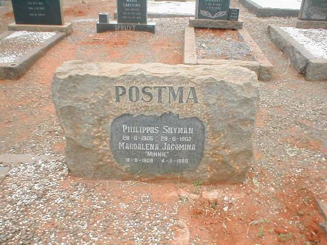 POSTMA Phillippus Snyman 1905-1962 &amp; Magdalena Jacomina 1908-1989