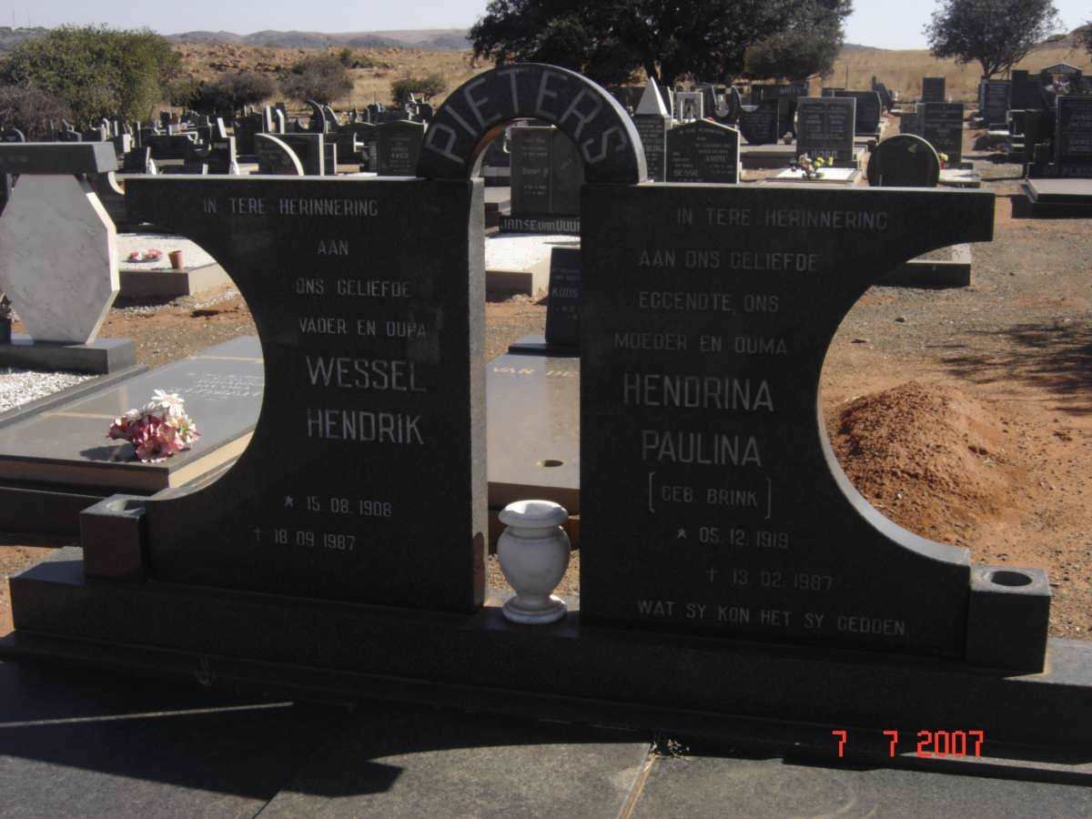 PIETERS Wessel Hendrik 1908-1987 &amp; Hendrina Paulina BRINK 1919-1987
