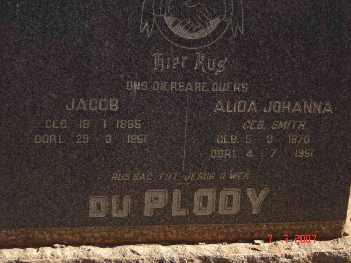 PLOOY Jacob, du 1865-1951 &amp; Alida Johanna SMITH 1870-1951