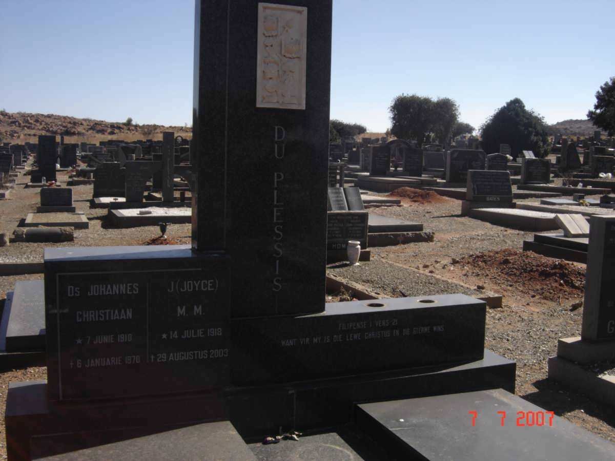 PLESSIS Johannes Christiaan, du 1910-1970 &amp; J.M.M. 1918-2003