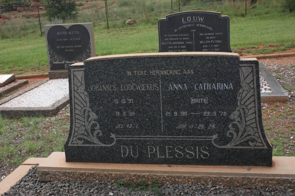PLESSIS Johannes Lodewiekus, du 1897-1964 &amp; Anna Catharina BRITS 1898-1978