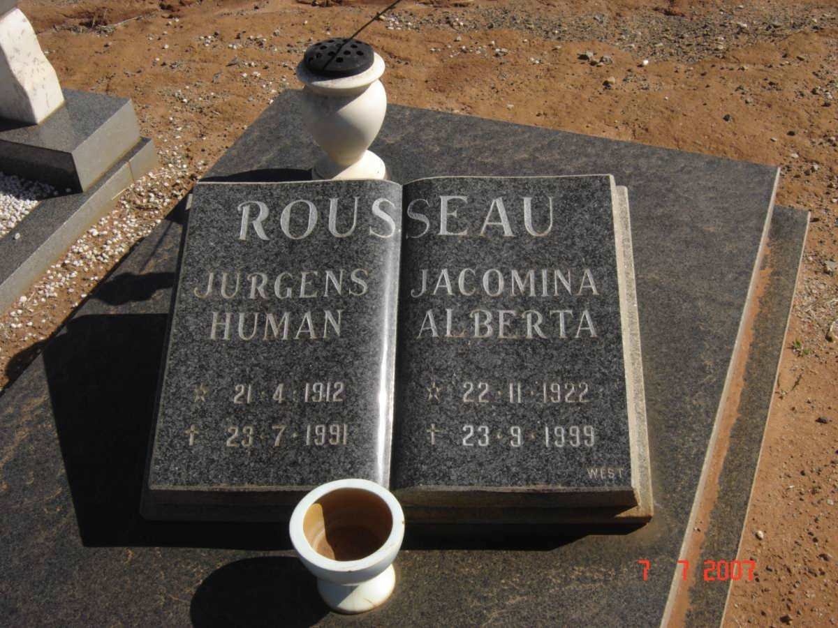 ROUSSEAU Jurgens Human 1912-1991 &amp; Jacomina Alberta 1922-1999