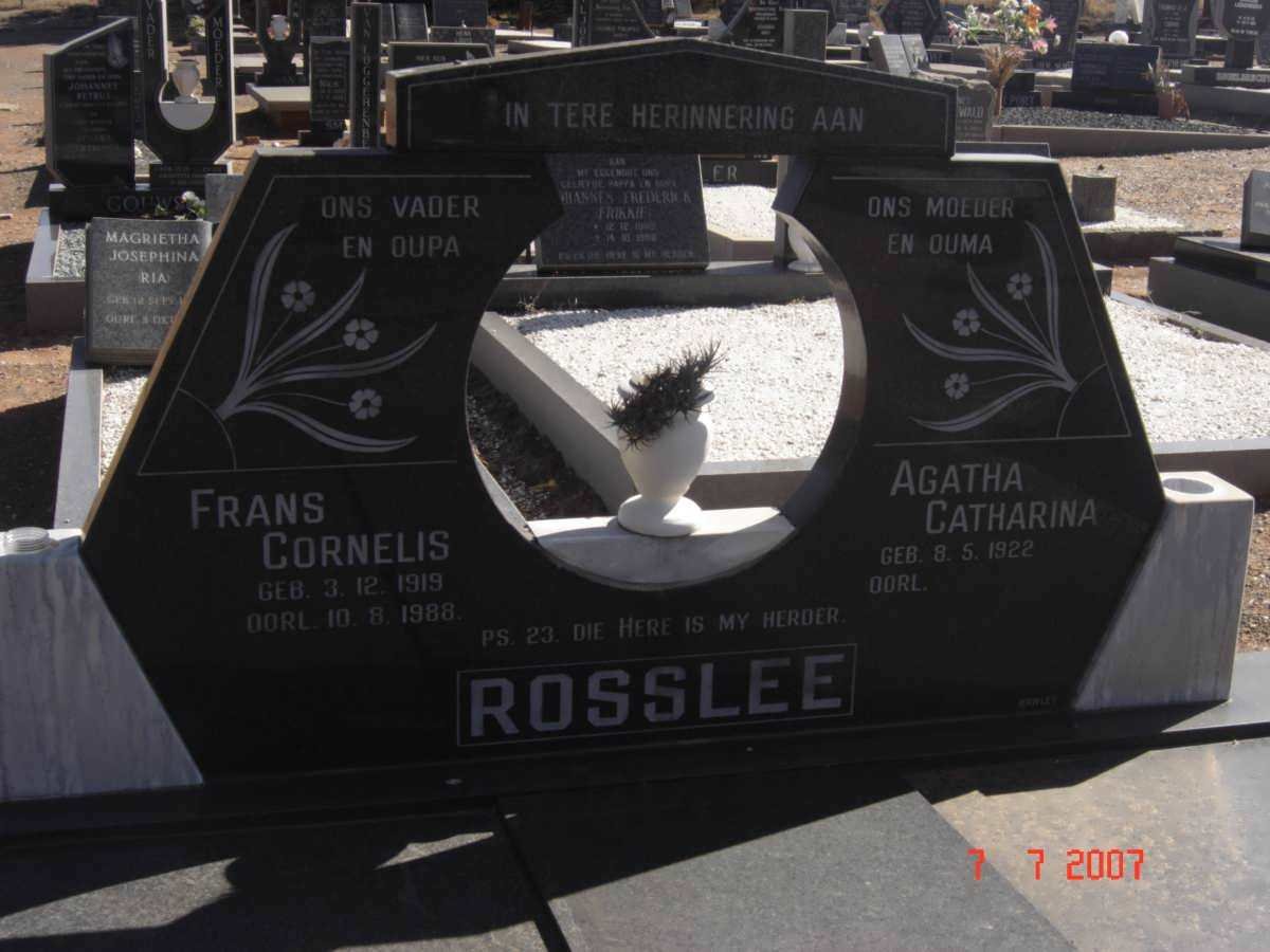 ROSSLEE Frans Cornelis 1919-1988 &amp; Agatha Catharina 1922-