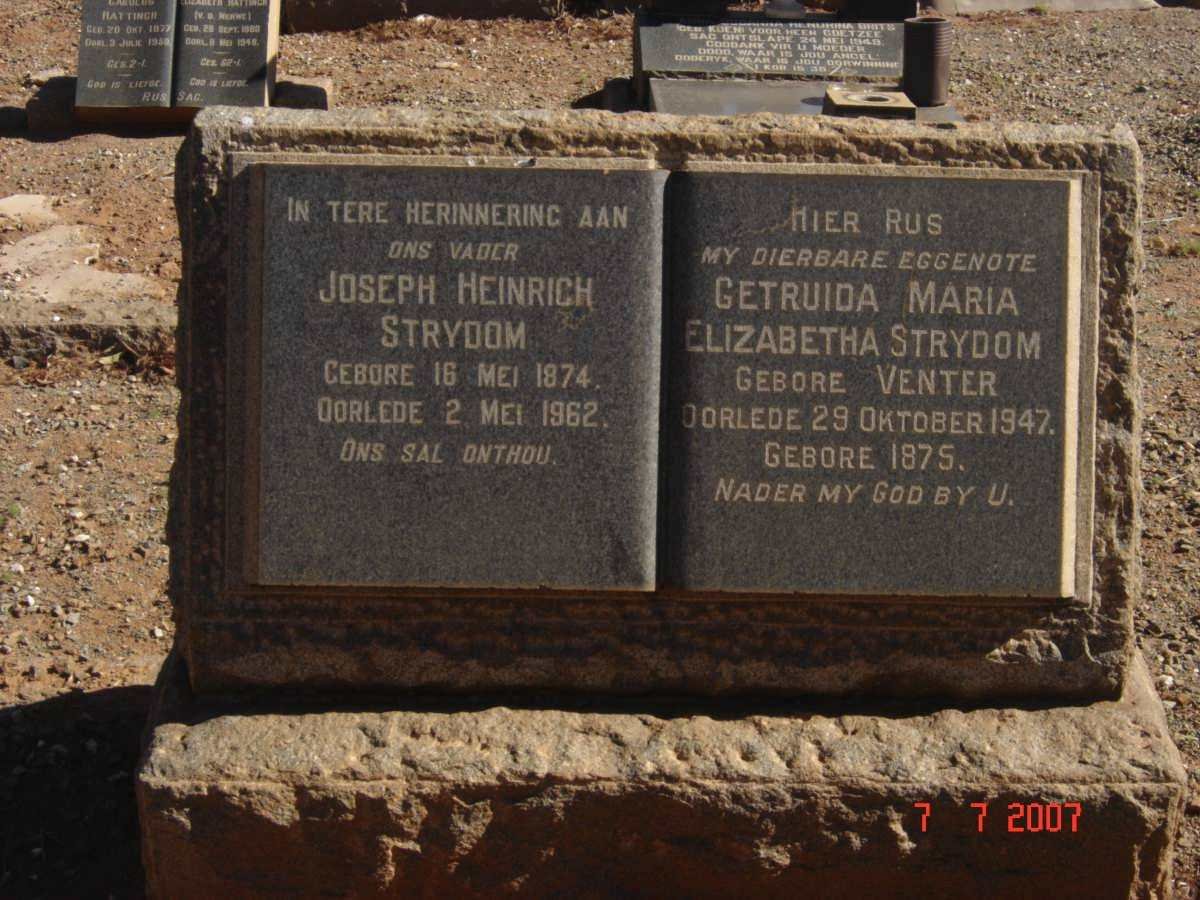 STRYDOM Joseph Heinrich 1874-1962 &amp; Getruida Maria Elizabetha VENTER 1875-1947