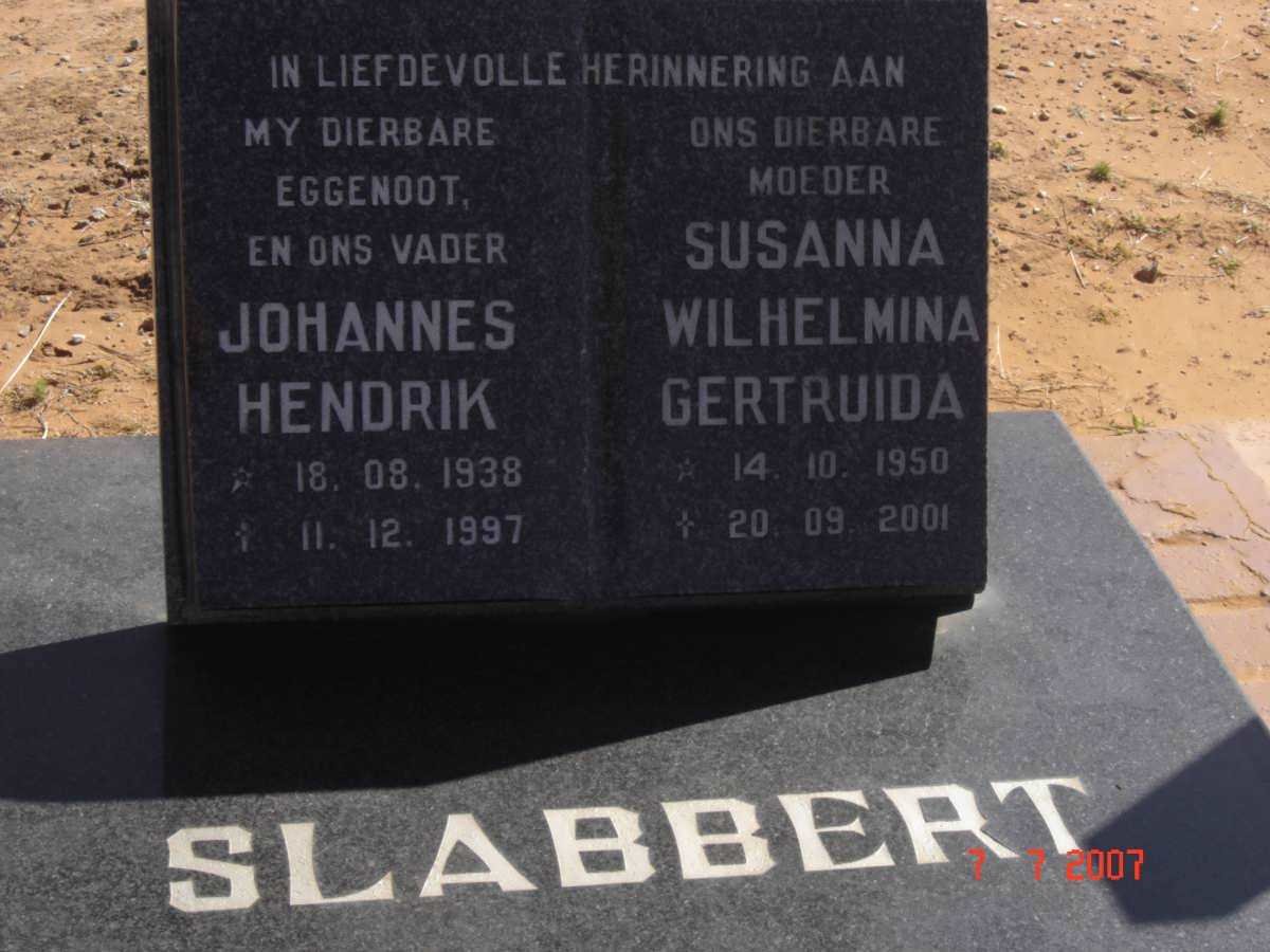SLABBERT Johannes Hendrik 1938-1997 &amp; Susanna Wilhelmina Gertruida 1950-2001