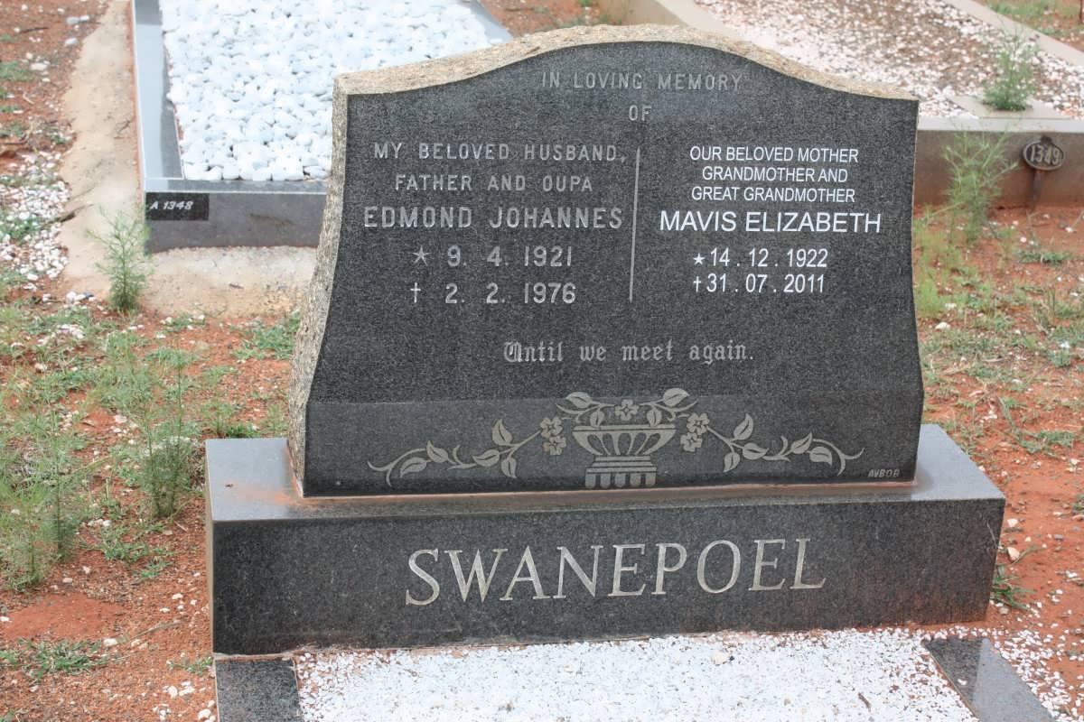 SWANEPOEL Edmond Johannes 1921-1976 &amp; Mavis Elizabeth 1922-2011