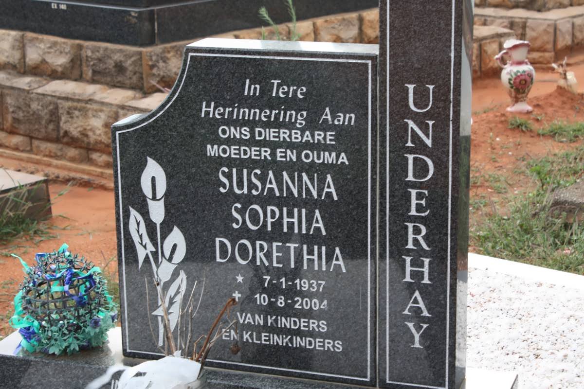 UNDERHAY Susanna Sophia Dorethia 1937-2004
