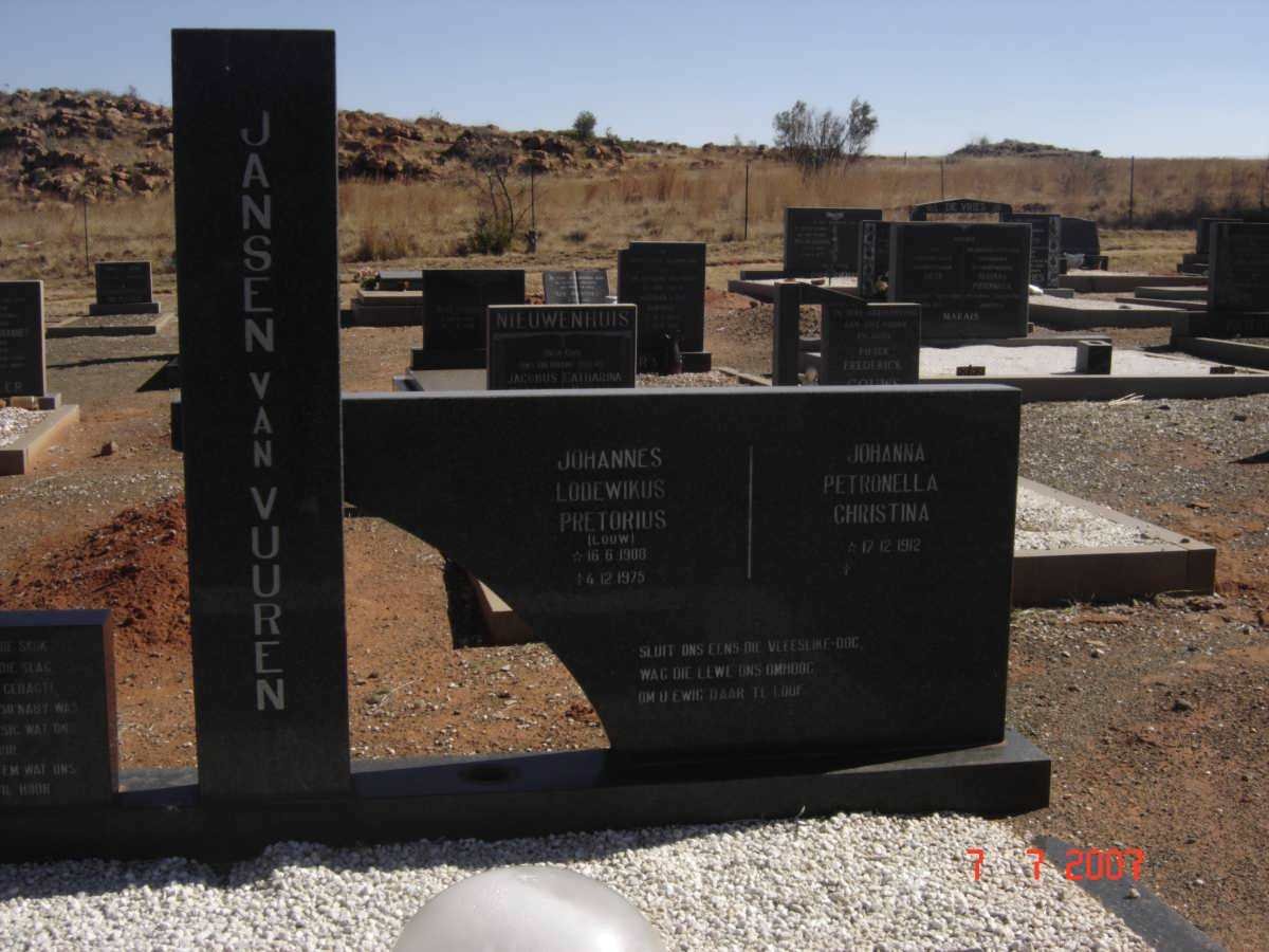 VUUREN Johannes Lodewikus Pretorius, Jansen van 1908-1975 &amp; Johanna Petronella Christina 1912-