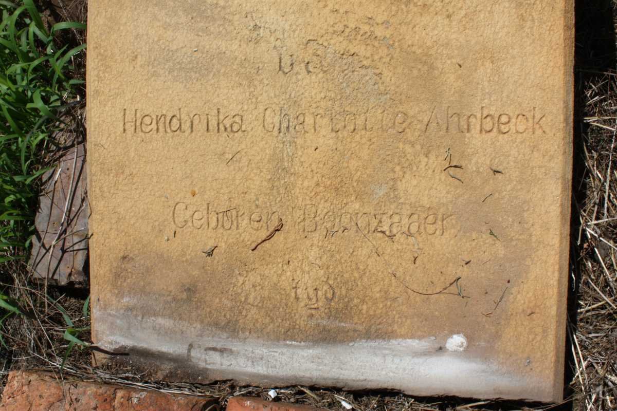 AHRBECK Hendrika Charlotte nee BOONZAAER 18??-