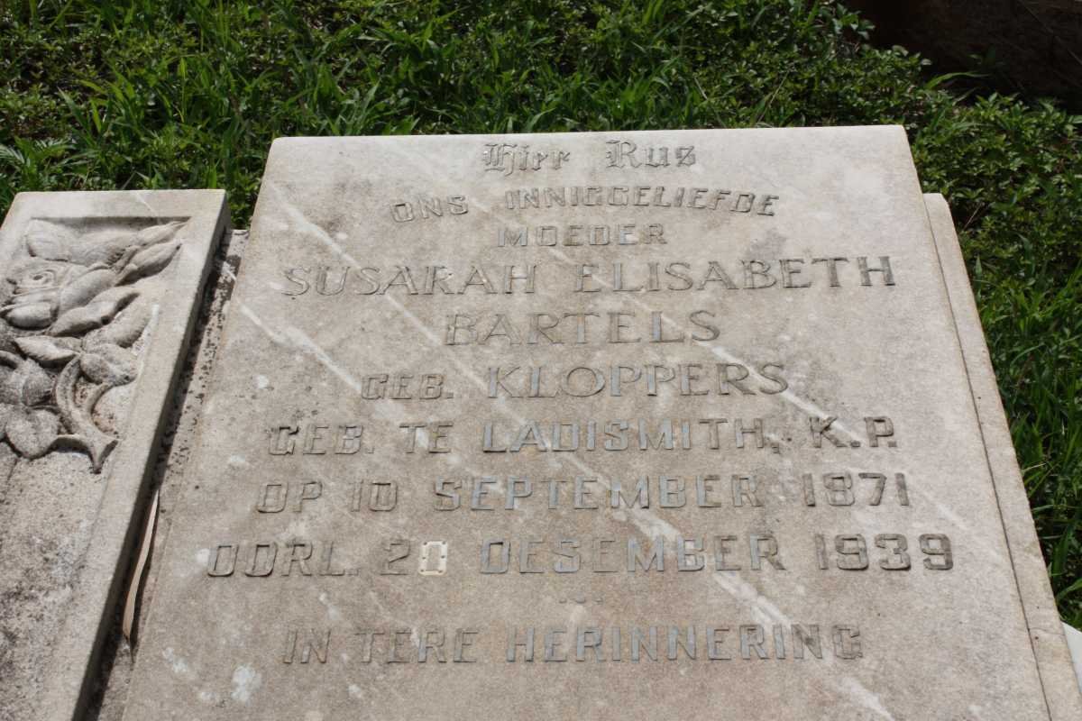 BARTELS Susara Elisabeth nee KLOPPERS 1871-1939